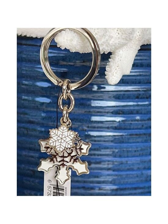 Coach Accessories - COACH White 3 snowflake Purse Charm Key Chain / Fob Silver White